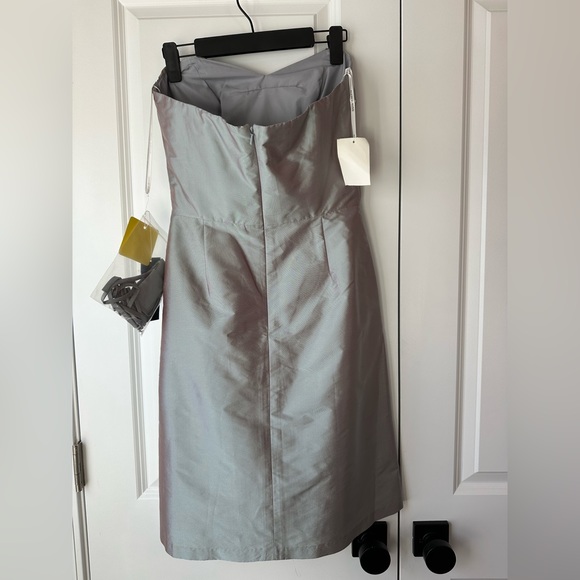 Alfred Sung Womens Draped Bodice Short Bridesmaid Dress D538 Atlantis NWT - Picture 2 of 11